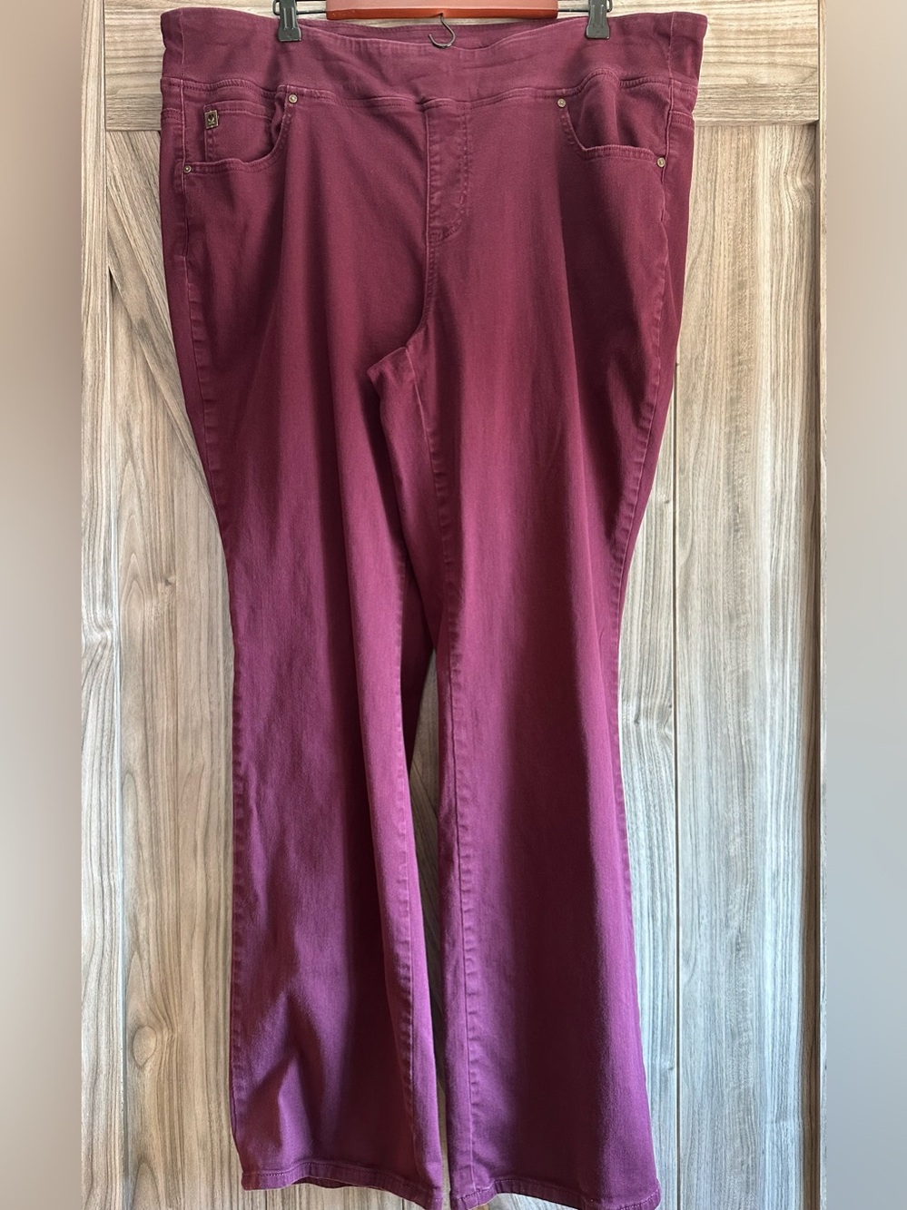Belle by Kim Gravel TripleLuxe Twill Tall Boot-Cut Jean 24W 24WT Wine Color